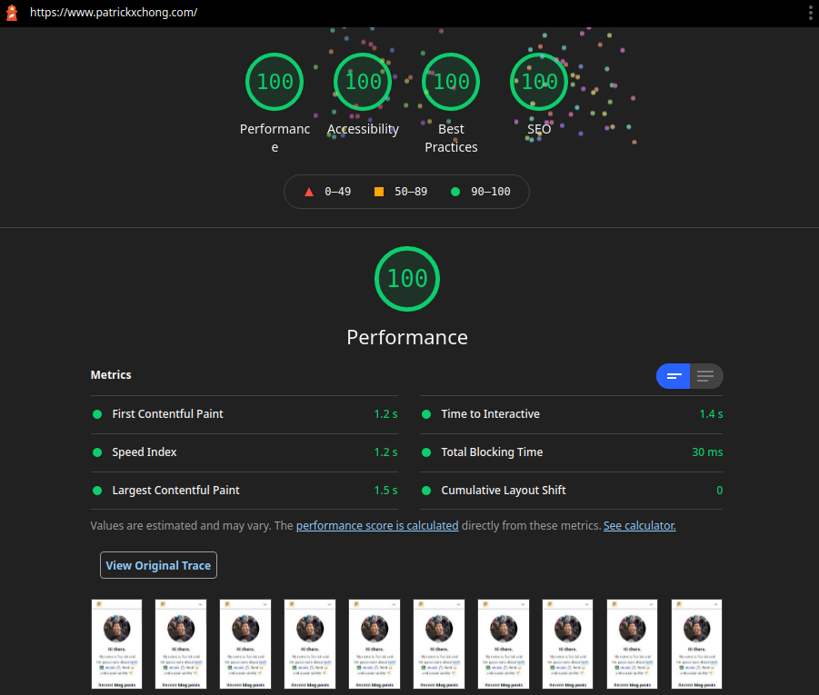 Patrick Chong blog lighthouse score